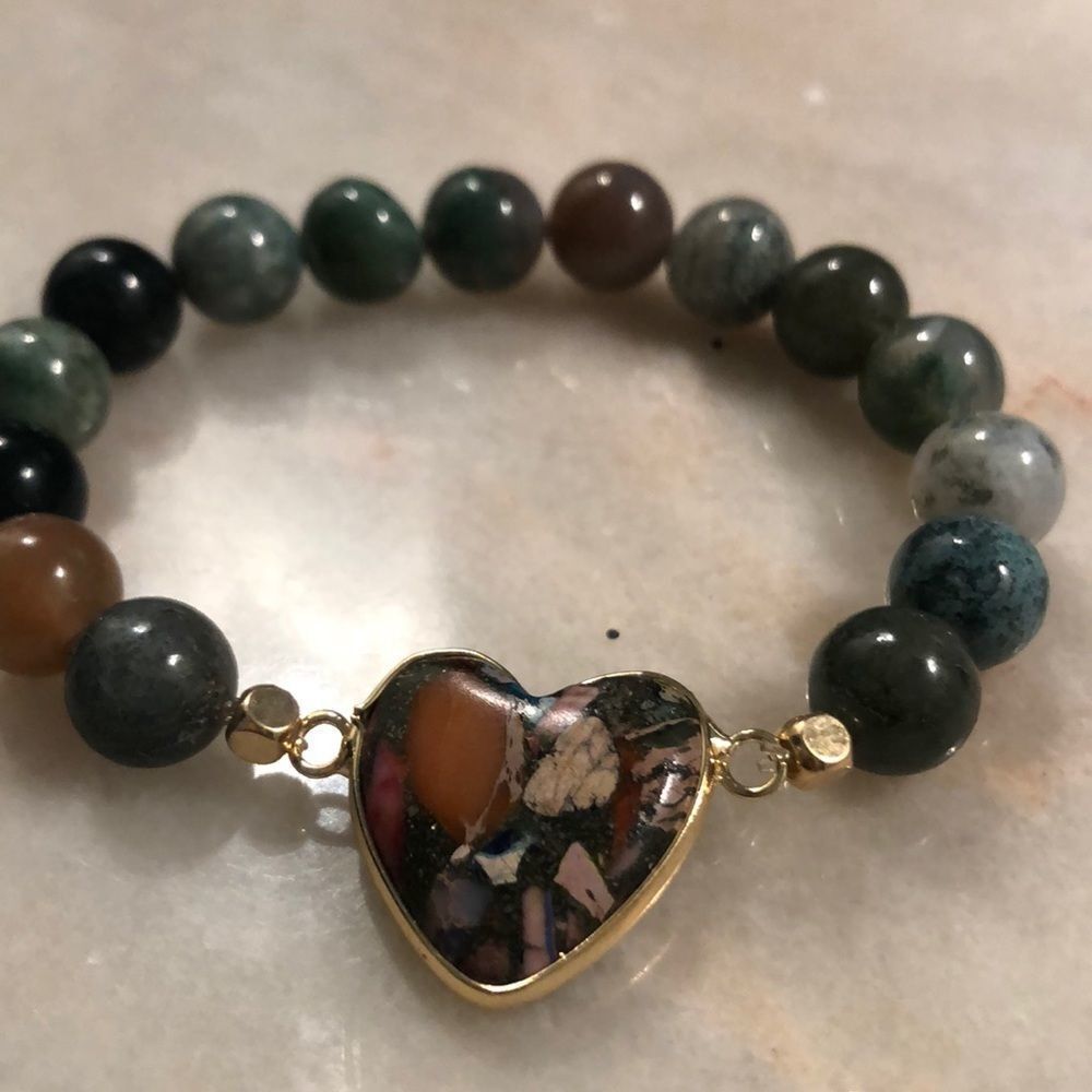 Stunning gemstone heart viridian bracelet - Picture 3 of 3